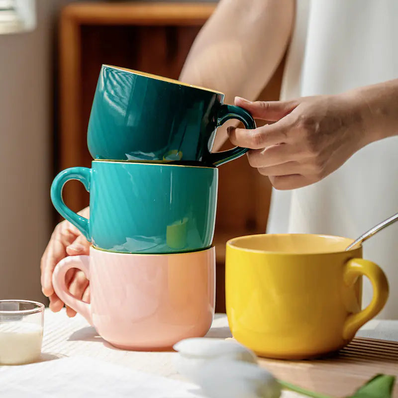 Microwaveable Large Capacity Ceramic Oatmeal Mug