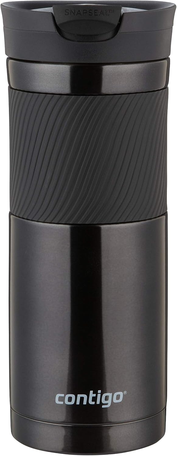 Contigo Byron Snapseal Travel Mug, Stainless Steel Thermal Mug, Vacuum Flask, Leakproof Tumbler, Coffee Mug With Bpa Free Easy-Clean Lid, 470 ml, Matte Black