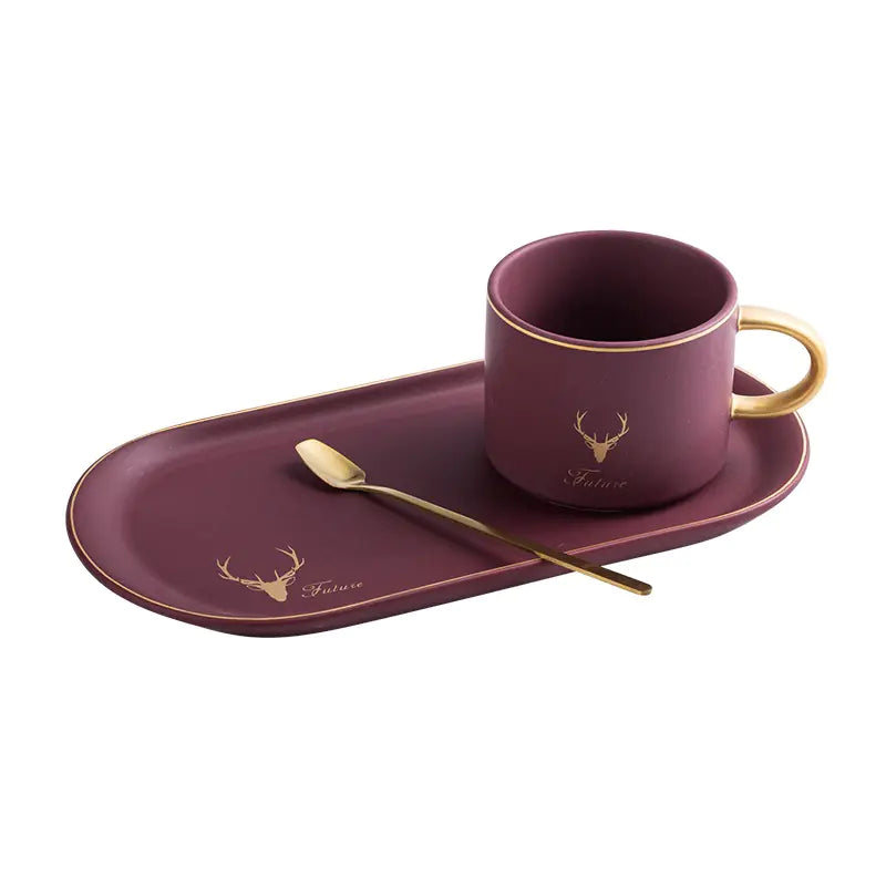 Nordic Ceramic Coffee Mug Set with Saucer